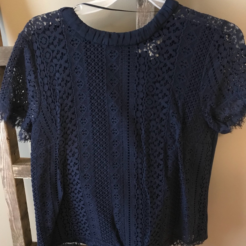 Lauren Conrad Navy Blue Lace Top